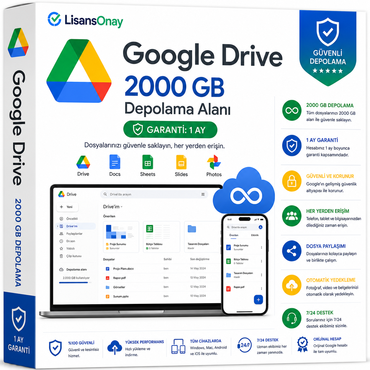 Google Drive 2000 GB Depolama Paketi (1 Ay Garantili)