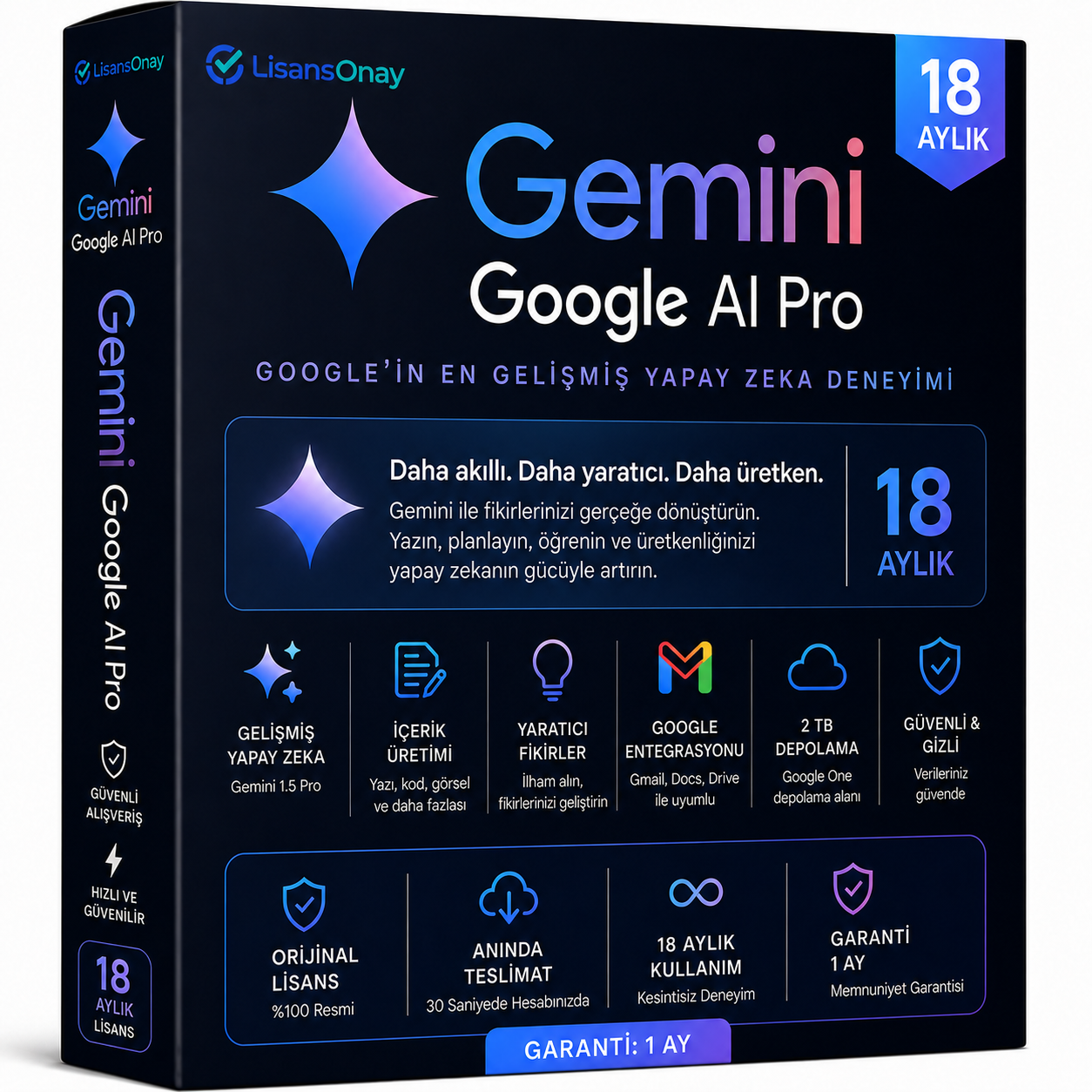 Google Gemini Pro 18 Aylık Abonelik Hesabı (1 Ay Garanti)
