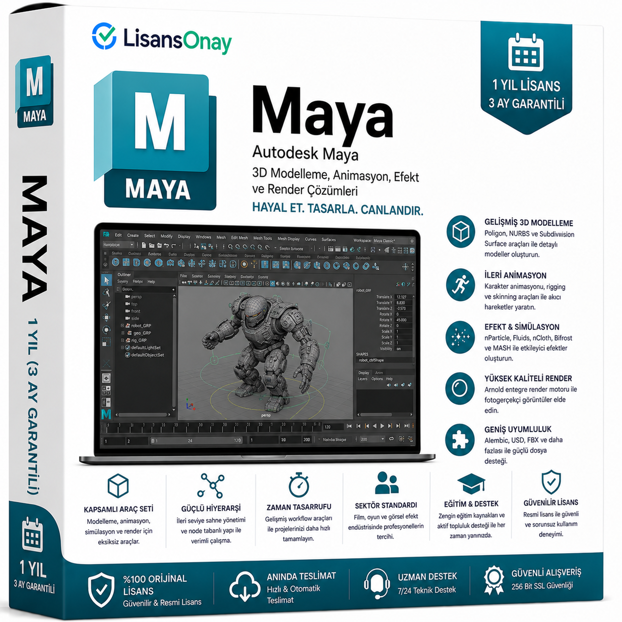 Autodesk Maya 1 Yıllık Abonelik Lisansı (3 Ay LisansOnay Garantili)