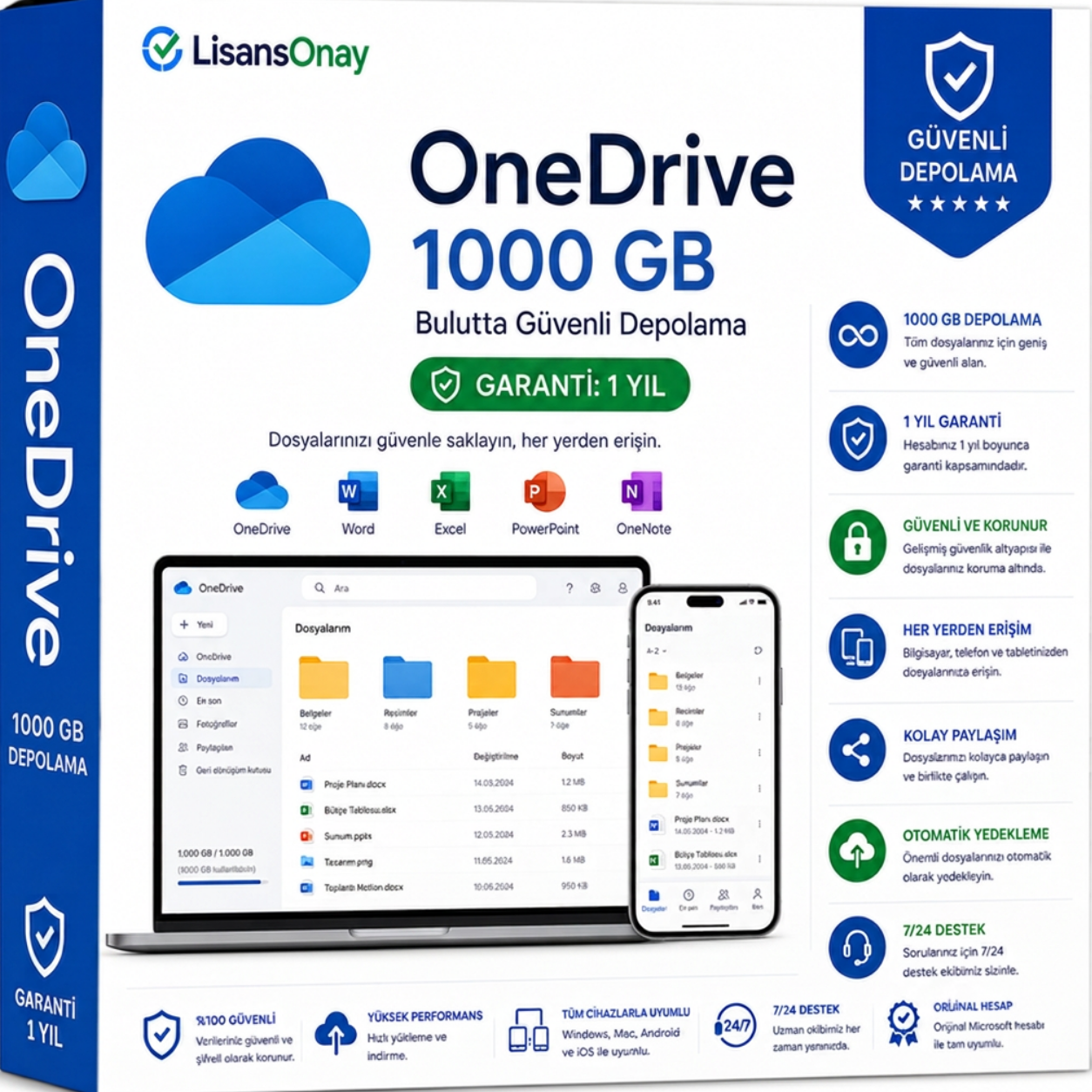 Microsoft OneDrive 1000 GB Bulut Depolama Alanı (1 Yıllık Abonelik)