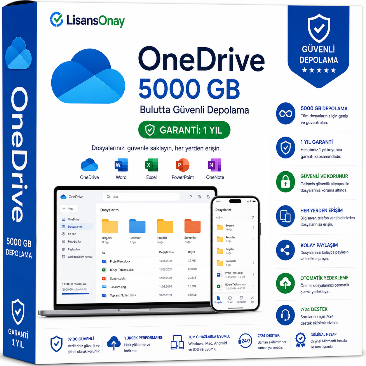 Microsoft OneDrive 5000 GB Depolama Alanı (1 Yıllık Abonelik)